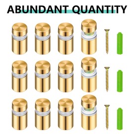 Moxweyeni Stainless Steel Standoff Screws, 0.47 x 0.79inch, Wall Sign Standoff Mounting Hardware Advertising Glass Screws for Hanging Acrylic Picture Frame, Gold(12 Sets)