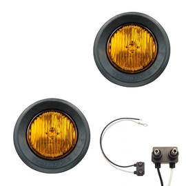 Pair of 2" Round - Amber LED Side Markers w/2 Pole Connectors - Grommet Mounted - TecNiq LED Truck Trailer RV Lights - Made in USA