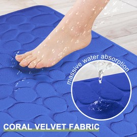 voofly Foam Bath Mats for Bathroom Royal Blue Bathroom Rugs Non Slip Washable 36 * 24 Large Bath Rugs