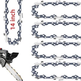 5 Pack 14 Inch Chainsaw Chain 52 Drive Links, .050" Gauge, 3/8" LP pitch, 14-Inch Replacement Chainsaw Chains Low-Kickback Fits Craftsman, Echo, Poulan, Ryobi and more