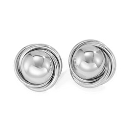 Gold Silver Chunky Stud Earrings for Women Vintage Earrings Trendy Big Stud Statement Lightweight (Silver)