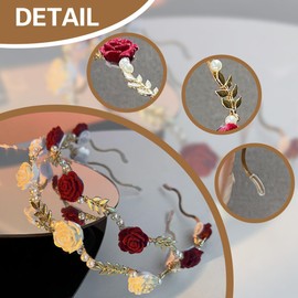 XOXVURI Pack of 2 Flower Rose Headband Women's Thin Rose Pearl Headband for Weddings, Girls, Elegant Headbands for Dates, Parties, Weddings, Holidays