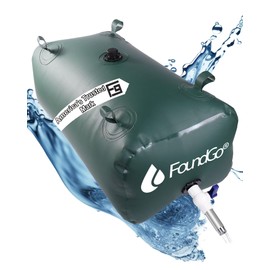 FoundGo 245L/65gal Water Storage Bladder Emergency Water Storage Tank, Large Capacity Water Containers, Portable Vinyl Water Storage Barrel with Valves&Overflow Kit,for Outdoor/Survival/RV/Garde