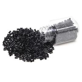 Vlasy 3.4mm Microlink Beads Non-Silicone Copper Tubes Beads Locks Micro Link Ring Tube (1000Pcs, Black)