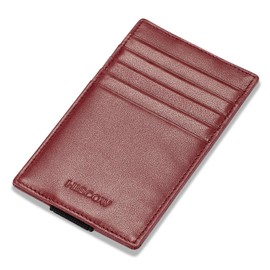 HISCOW Car Sun Visor Card Holder with Elastic Band Fastener - Italian Calfskin (Wine Red)