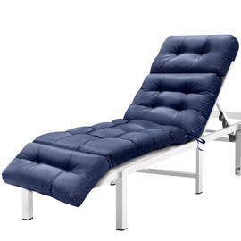 MAGIC ELEPHANT Chaise Lounge Cushion Outdoor, Memory Foam Patio Lounge Chair Cushion with Ties for Indoor Outdoor Furniture, Waterproof Replacement Long Chair Cushion (Blue)