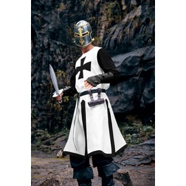 Runcati Mens Medieval Crusader Knights Tunic Renaissance Warrior Templar Cosplay Costumes Tops Black