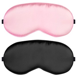 GWAWG 2-seitige Seiden-Schlafmasken, Augenmaske Seiden-Schattierungs-Nulldruck-Schlafmaske, 100% Schattierungsmaske, mit Gummiband, geeignet zum Schlafen, Reisen, Nickerchen, Frauen, Männer