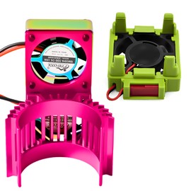 36mm Dual Fan Heat Sink 28000PRM Replace #3340 with RC Motor Cooling Fan 36mm VXL-3s ESC Heat Sink for 1/8 1/10 Traxxas Rustler HSP HPI Wltoy Tamiya Redcat Pro-Line 540 550 Motor(Purple,Green)