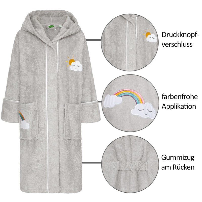Smithy Bathrobe for Children, Girls, Boys, 100% Cotton Terry Towelling,
