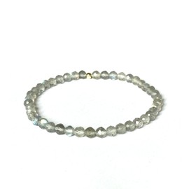 Women's Beaded Bracelet Healing Crystal Bracelet 3MM Mini Faceted Gemstone Energy Tiny Stretch Natural Stone Statement Bracelet 6.5-7 inches For Women (Labradorite 6.5 inches)