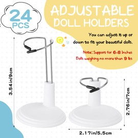 Yaocom 24 Pcs Doll Stands Adjustable Action Figure Display Stand Holder Support for 6-8 Inches Dolls, Creative Doll Storage Stand for Home Shop Birthday Party Favor for Male Female, White