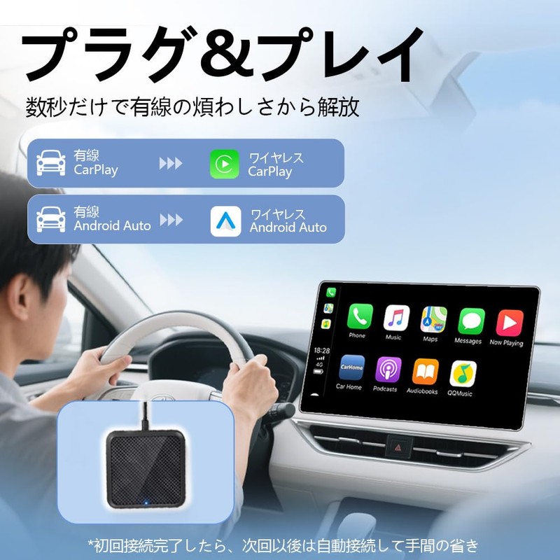 Wireless CarPlay Adapter, Android Auto Wireless Adapter 2025 CarPlay, Plug