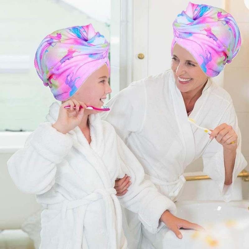 WUBAYI 2 Pack Microfibre Hair Towels - Quick Drying, Super
