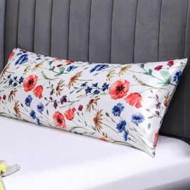 LCBD Satin Body Pillow Case for Hair and Skin, Printed Silk Satin Body Pillow Case Cover, 20x54 Body Cooling Pillow Cover with Envelope Closure