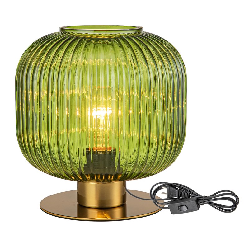 Soutas Glass Globe Table Lamp, Mid Century Modern Green Table