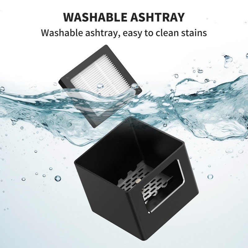 Rechargeable Mini Ashtray with Lid,Detachable Ash tray with Lighter,Aluminum Smokeless