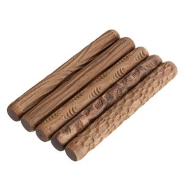 Sumnacon Pottery Clay Tools Stamp Mold Wooden Pottery Supplies Clay Stamp Tool Hand Roller Set of 5