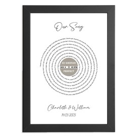 Picture A Gift Song Lyric Art - Personalise with a Special Song in a Spiral, Color, Sizes and Frame Options Available