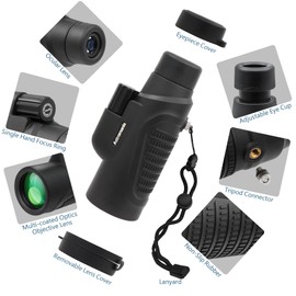 Astromania 10X42 HD K9 Prism Monocular Telescope, Waterproof, Compact Handheld Monoscope, for Bird Watching Camping Travelling Wildlife Scenery