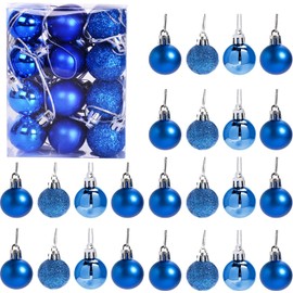 30mm/12Pcs Christmas Baubles Shatterproof Blue, Christmas Tree Decorations Ball Ornaments Balls Xmas Hanging Decorations Holiday Decor - Shiny,Matte,Glitter