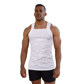 Different Touch Men Athletic Style Square Cut Tank Top Medium White