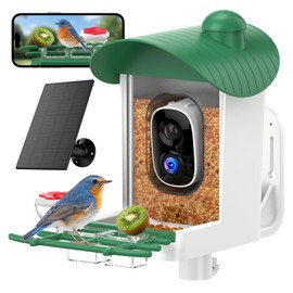 Bird Feeder with Camera Outdoor Solar: Smart Birdfeeder Houses with 2K Live Cam - AI Identify Birds Species and Auto Instant Arrival Alert Outside Garden - Ideal Gift for Bird Lovers