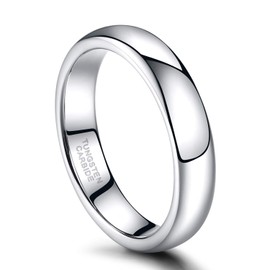 4mm Tungsten Wedding Band Ring for Women Plain Dome High Polished Comfort Fit Size 8