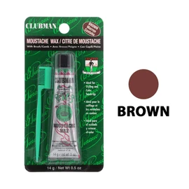 Clubman Mustache Wax for Men – Brown Moustache Wax with Brush & Comb, Strong Hold, 0.5 oz x 3 Pack