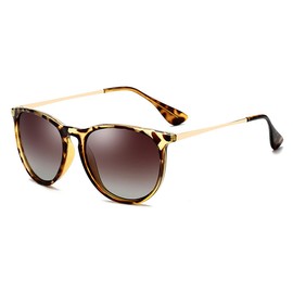 ONLYZILLA Vintage Round Retro Sunglasses for Women Men Classic Trendy Style Mirrored Lens (Bright tortoiseshell/golden arm/brown lens)