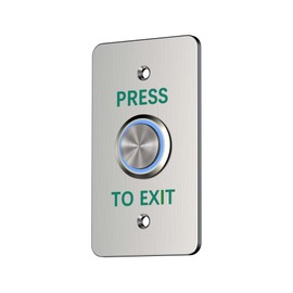 Push to Exit Button，DC12V Stainless Steel Door Bell Type Round Request to Exit Button Standard Size with LED Light，NC COM and NO Output for Door Access Control，