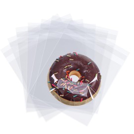 ROSPAKTEK 100Pcs 5 x 5Inch Clear Cellophane Single Donut Bags Individual Macaron Bag Cookies Bags Packaging Bakery Treat Bag for Soap Chocolate Truffle Ore Wedding Shower Birthday Party Favors