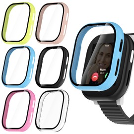 WD&CD Pack of 6 Protective Cases Compatible with Xplora X6 Play Kids, PC Case with Screen Protector, Hard Cover Case with Screen Protector - Pink/Black/Blue/Transparent/Green/Rose Red