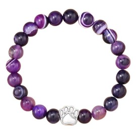 Hqvbvc Pet Memorial Gifts Bracelet for Loss of Dog Cat Passing Away Gifts Sympathy Gift for Pets Loss Fits 6.8-8 Inch Wrists (Purple)