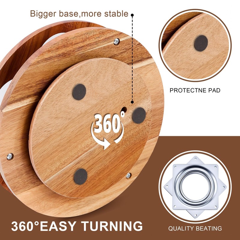 Acacia Wood Rotating Coffee Syrup Organizer, 7 Bottle Coffee Syrup