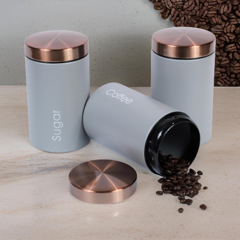 RLS Goose Grey Set of 3 Tea, Coffee, Sugar canisters