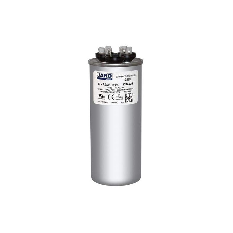 Jard 12819 80/7.5 MFD 370V ROUND Motor Run Capacitor