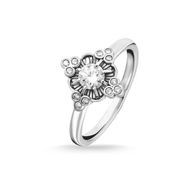 Thomas Sabo Women Ring Royalty White 925 Sterling Silver, Blackened