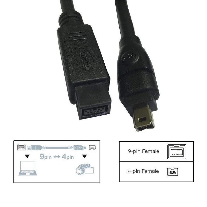 Rosebe Firewire Cable, Firewire 800/400 Cable 9 Pin Male to