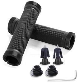 Bike Handlebar Grips, Non-Slip-Rubber Bicycle Handle Grip with Aluminum Lock, Bicycle Handlebar Grip for Bike Mountain Road MTB BMX Foldable Bicycle with Bike Handlebar Plugs and Allen Wrench (Black)