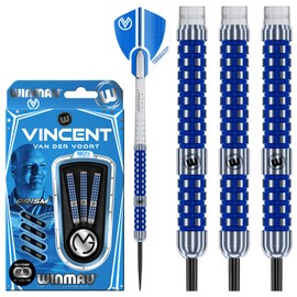 WINMAU Vincent Van Der Voort Tungsten Steeltip Darts Set 25g with Prism Flights and Shafts (Stems)
