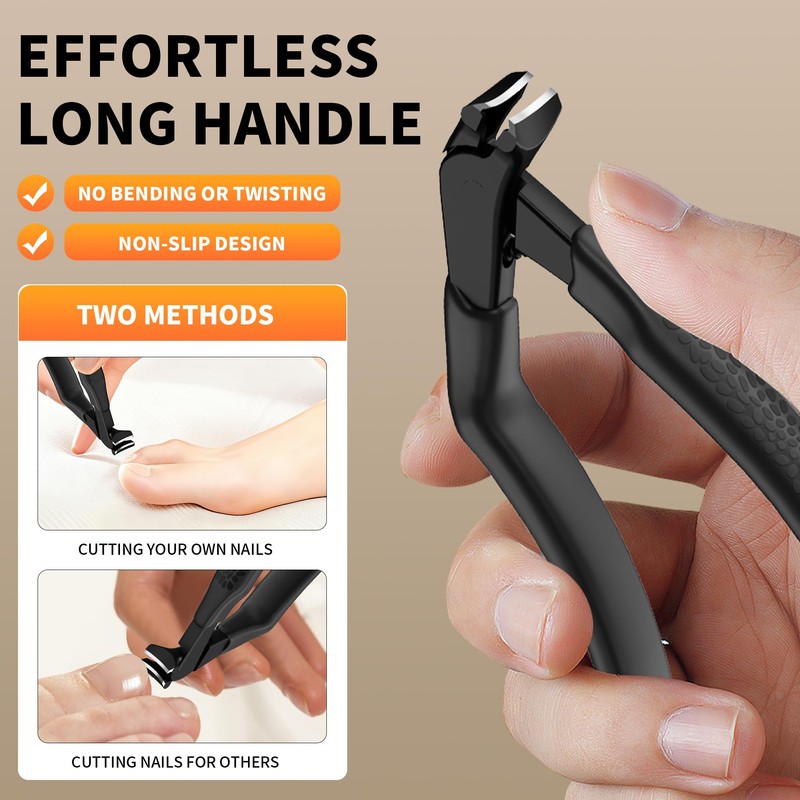 ZIZZON Ergonomic Non-Slip Long Handle Nail Clippers for Seniors –