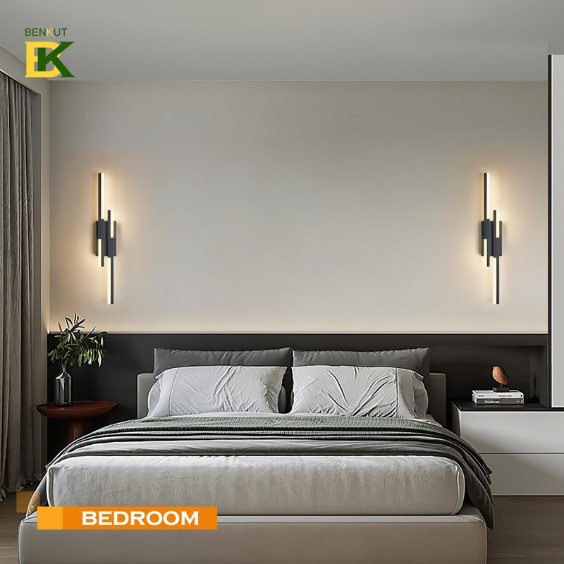 Benkut Modern LED Wall Sconce Black Remote Wall Light Fixtures