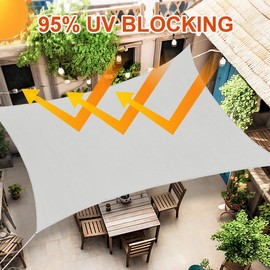 Amagenix Shade Sail - Custom Size Light Grey Shade Sail Canopy, Curved Outdoor Patio Awning 8'X12', Breathable Fabric with 95% UV Block for Garden Backyard