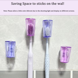 LSETUTIYY 4 PCS Travel Toothbrush Head Covers Caps, Tooth Brush Protector Cap Brush Pod Case Portable Plastic Clip Wall Mounted Hanging Rack Organizer for Bathroom Travel