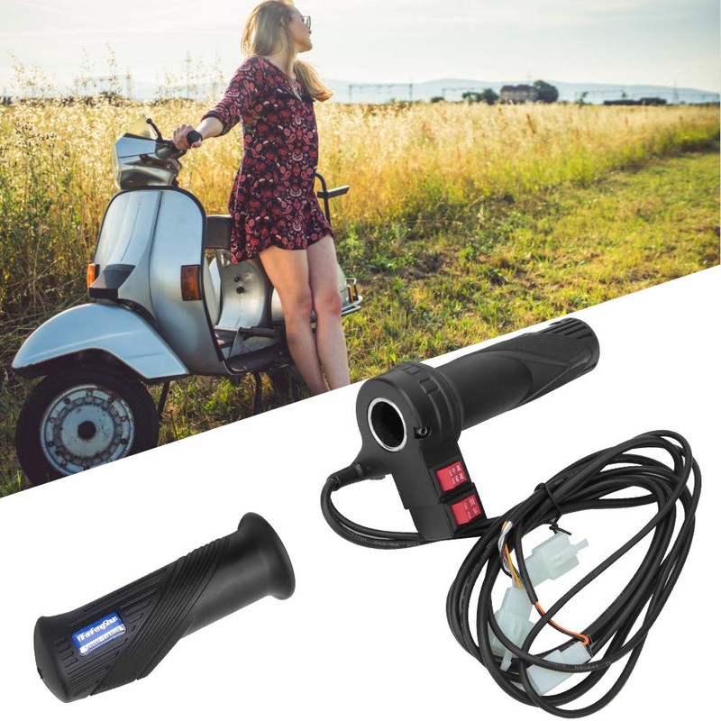 Alomejor E-Bike Throttle Grip 3-Speed Throttle Grip with Cable Universal