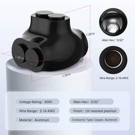 RVBOATPAT 2 Port Insulated  Splice Connector 2-14 Gauge Aluminum to Copper Wire Connectors 5/32" Slotted Allen Hex Dual Entry Splice Electrical Connector