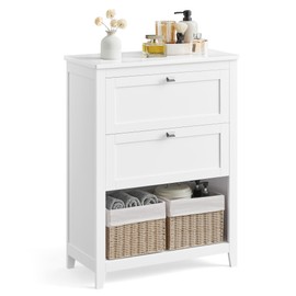 VASAGLE VASAGLE Bathroom Cabinet, Storage Cabinet and Bathroom Organizers, 2 Drawers with 1 Set of Adjustable Divider, 2 Baskets, Sideboard, 11.8 x 23.6 x 31.5 Inches, White UBBC545W02
