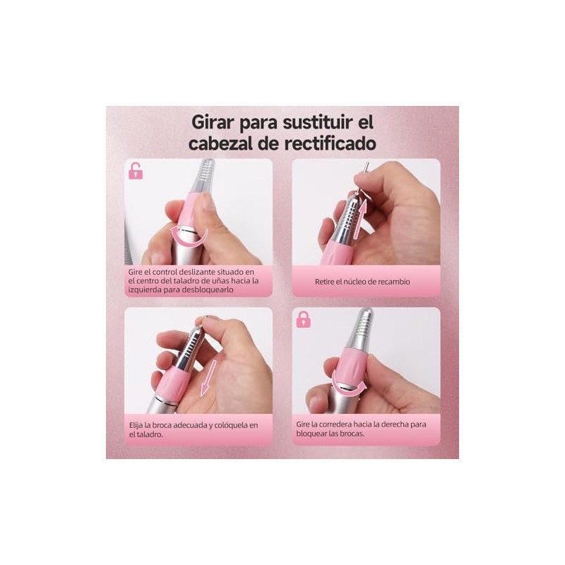 Torno Eléctrico para Uñas,Torno para uñas Profesional ,Velocidad Ajustable Máquina