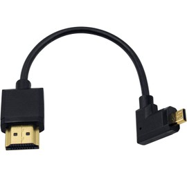 Duttek Cable micro HDMI a HDMI estándar, cable adaptador micro HDMI a HDMI, extremo delgado en ángulo recto Micro HDMI macho a HDMI macho para 1080P, 4K, UltraHD, 3D, Ethernet (15 cm)